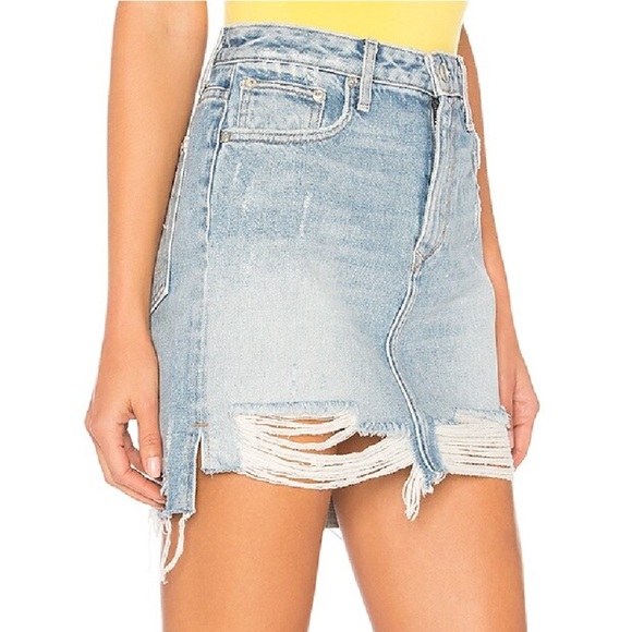 Lovers + Friends Denim Women 27 Campo Wash Distressed Frayed Elijah Mini Skirt - Picture 2 of 16